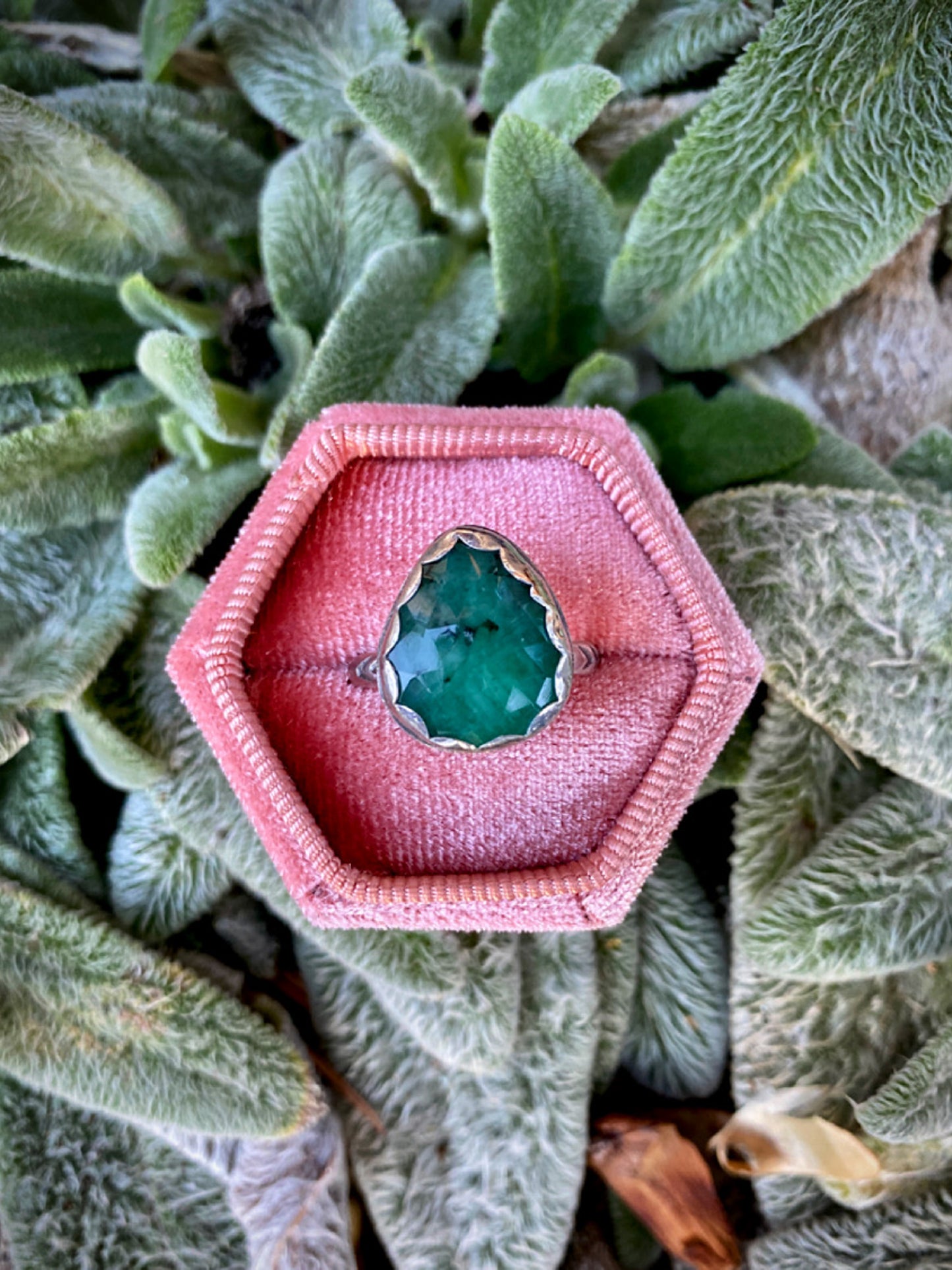 Raw Emerald Ring - Size 7.5