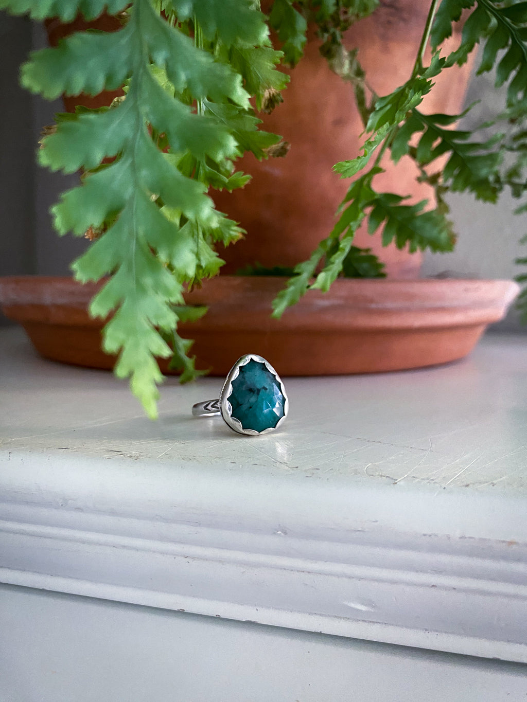 Raw Emerald Ring - Size 7.5